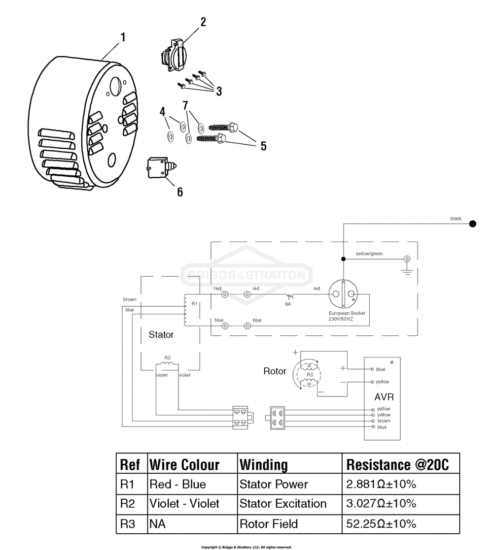 Control Panel (104213) Diagram and Parts List for 038017-01  Briggs and Stratton Generator
